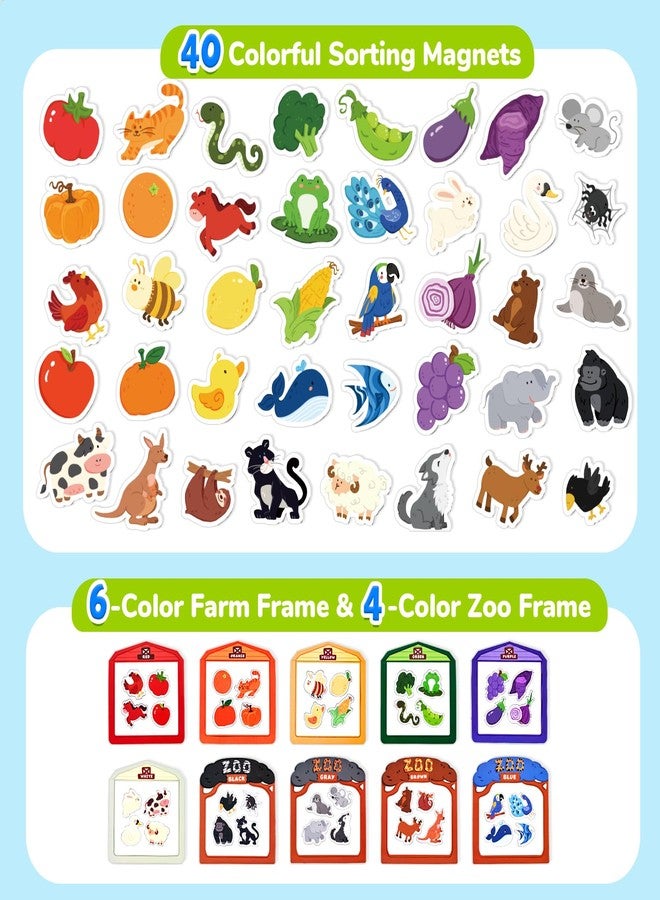 JoyCat Wooden Fridge Magnets for Toddlers, 50PCS Magnetic Color Sorting Refrigerator Toys, Farm & Zoo Animal Magnets for Kids, Baby Educational Learning Gifts for 2, 3, 4, 5 Year Olds - Image 2